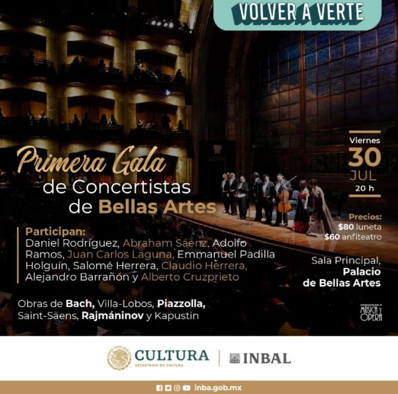 Concertistas de Bellas Artes ofrecerán la Primera Gala 2021