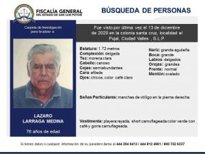 abuelitos extraviado en ciudad valles - lázaro lárraga medina 