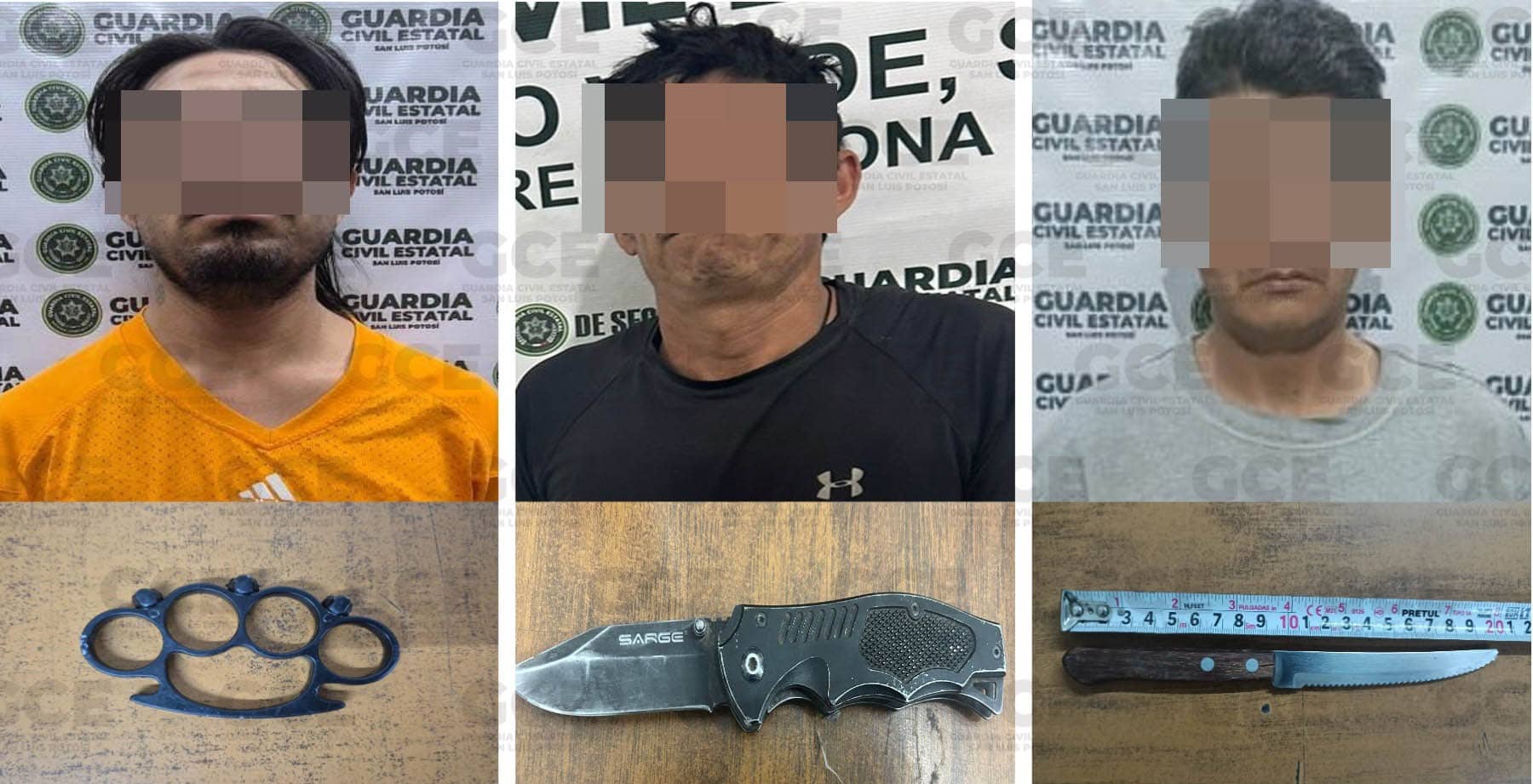 Detenidos con armas blancas