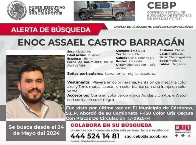 Enoc Assael Castro Barragán desaparece estudiante Cárdenas