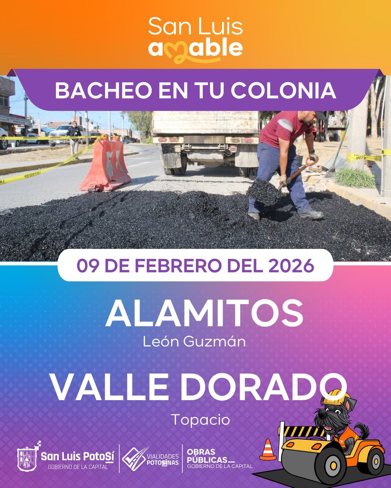 bacheo en tu colonia gobierno municipal slp