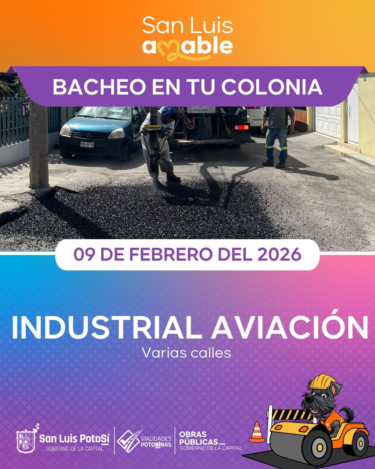 bacheo en tu colonia gobierno municipal slp