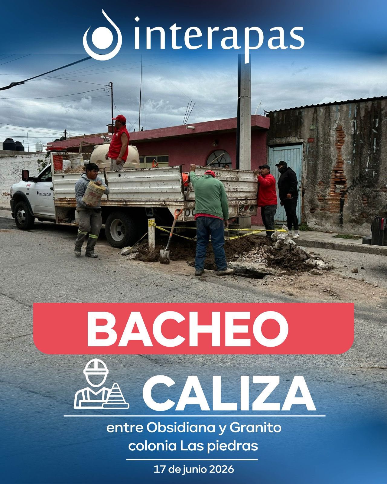 bacheo caliza gobierno municipal slp interapas