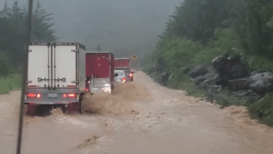 inundación de a carretera a rioverde, por las Rusias